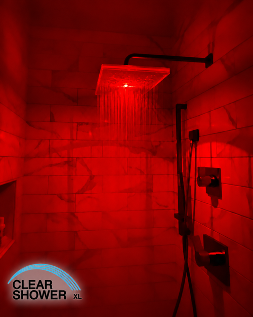 Clear Showerhead XL with LED Ball Joint Combo